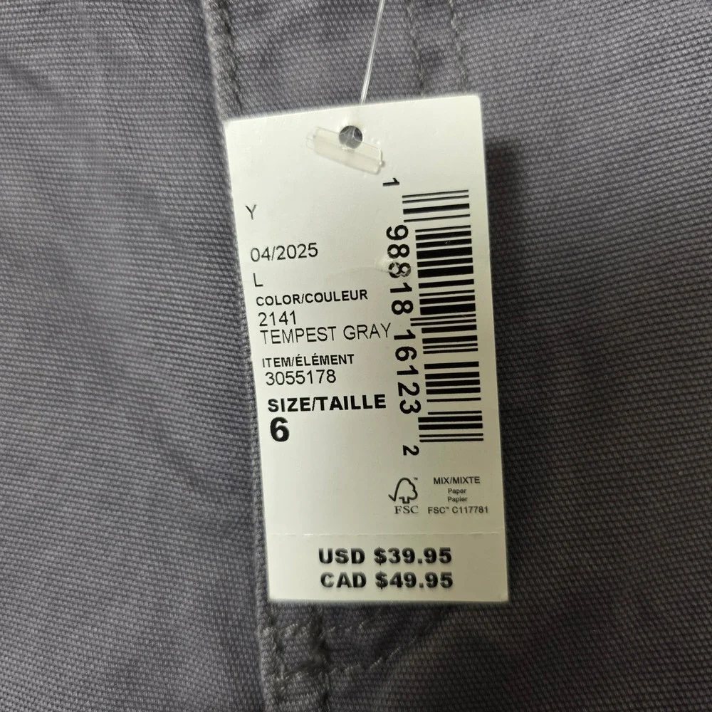 The Childrens Place Canvas Carpenter Pants Boys Size 6 Tempest Gray NEW Outdoors